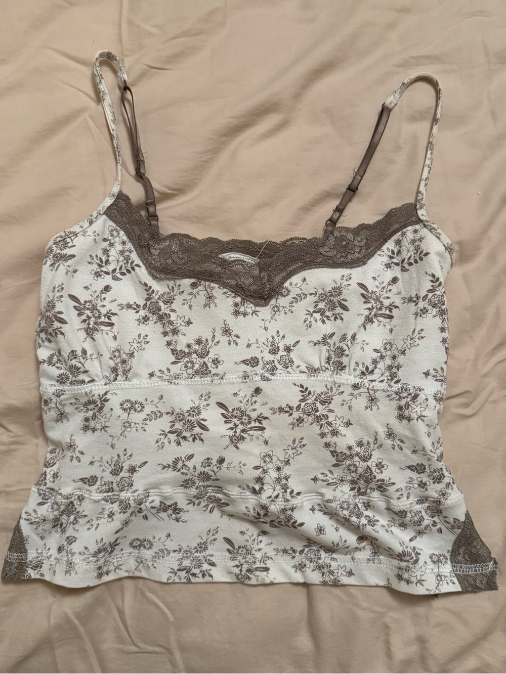 Floral Lace Trim Cami Tank Top